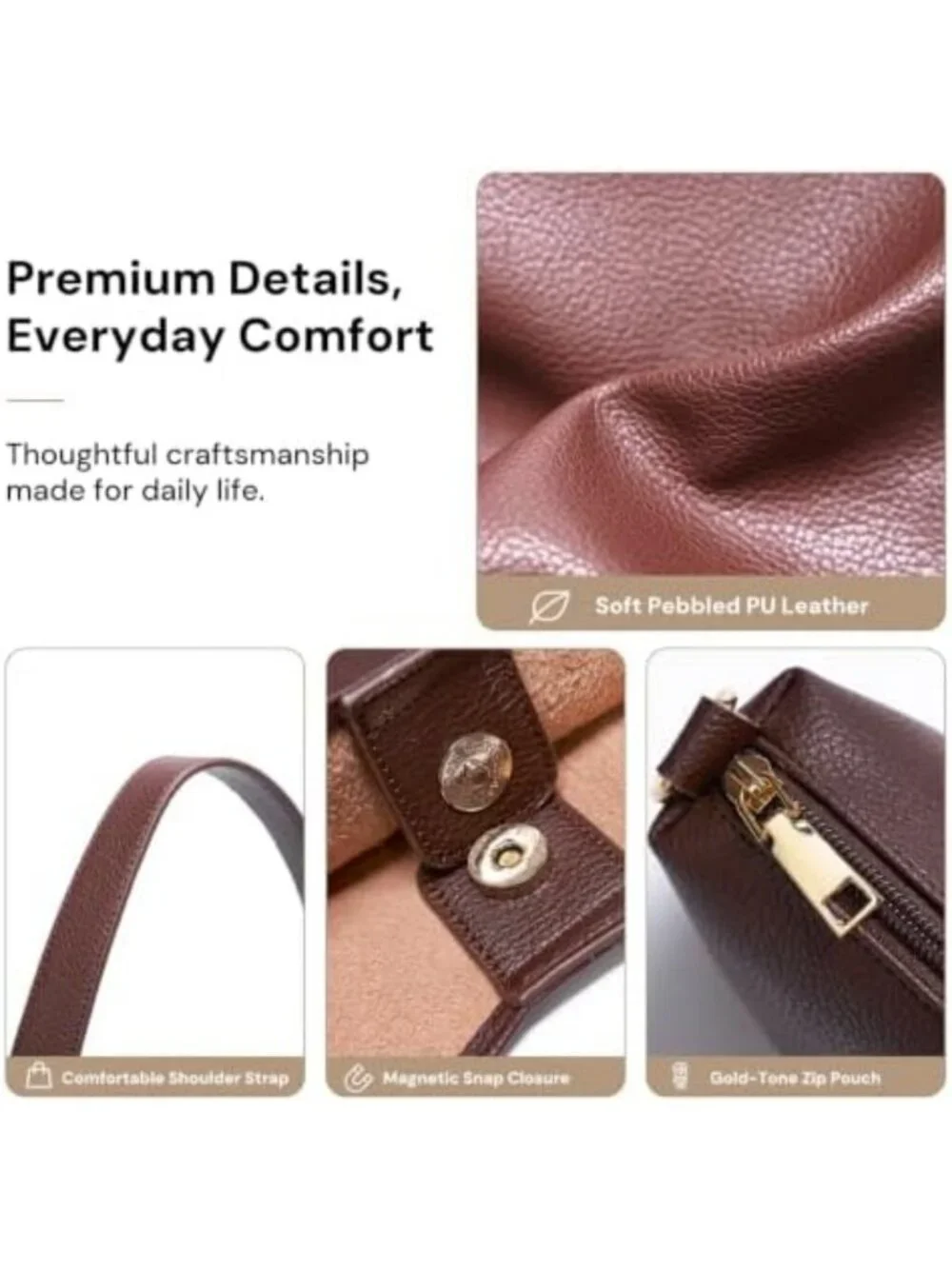 2-Piece Set: Large Soft Vegan Leather Slouchy Hobo Tote Bags for Women